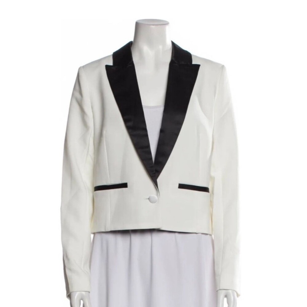 Jason Wu Black & White Cropped Tuxedo Blazer‎ SZ S